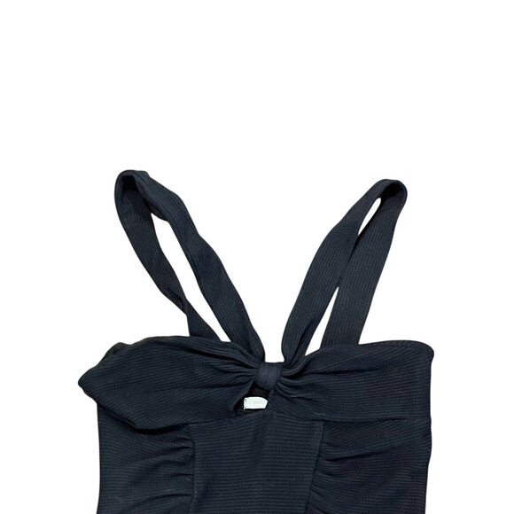 Urban Outfitters Midnight Black Crop‎ Knot Front Tank Top Ribbed Festival Size S - Picture 3 of 7